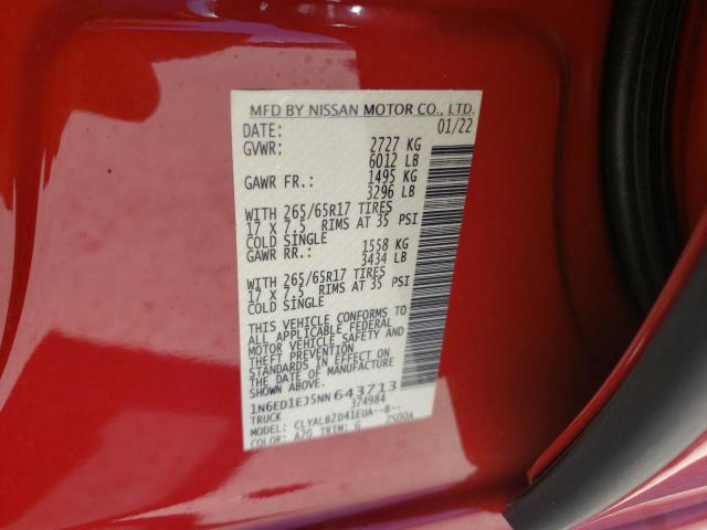 Photo 10 from auction – 2022 NISSAN FRONTIER S with VIN 1N6ED1EJ5NN643713