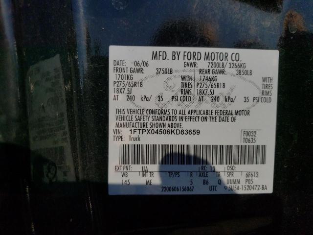 Photo 10 from auction – 2006 FORD F150 with VIN 1FTPX04506KD83659