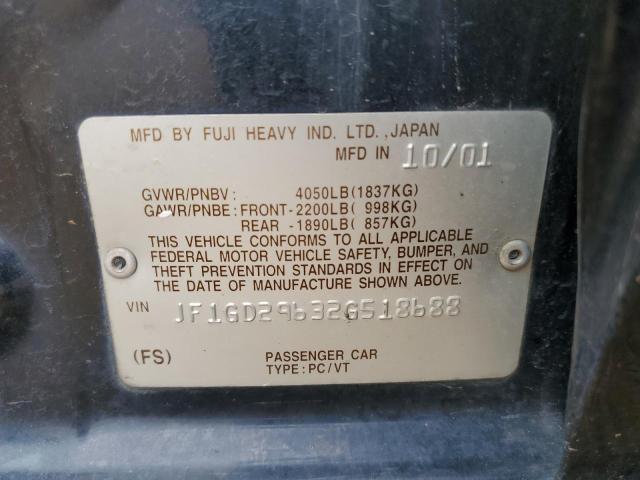 Photo 10 from auction – 2002 SUBARU IMPREZA WR with VIN JF1GD29632G518688