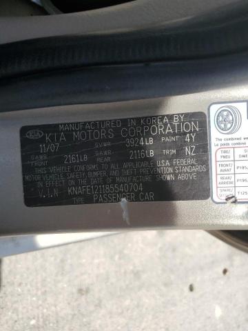 Photo 10 from auction – 2008 KIA SPECTRA EX with VIN KNAFE121185540704