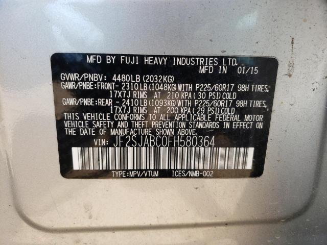Photo 10 from auction – 2015 SUBARU FORESTER 2 with VIN JF2SJABC0FH580364