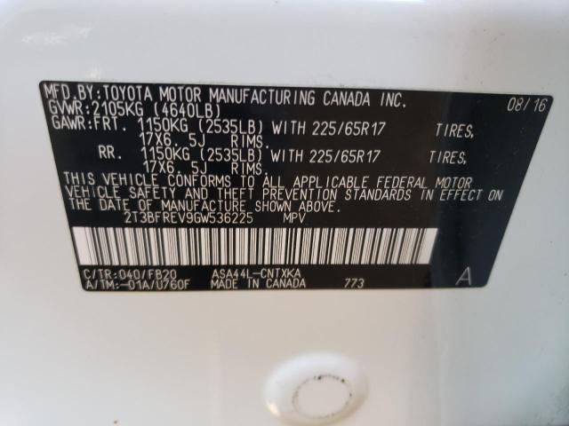 Photo 10 from auction – 2016 TOYOTA RAV4 LE with VIN 2T3BFREV9GW536225