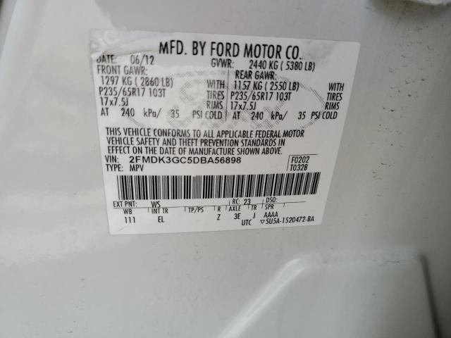 Photo 10 from auction – 2013 FORD EDGE SE with VIN 2FMDK3GC5DBA56898