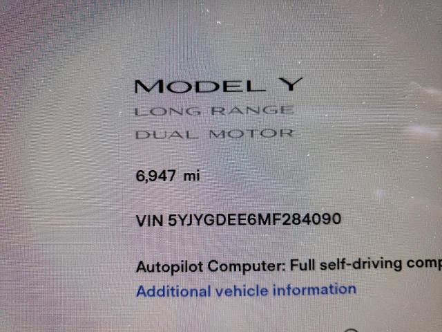 Photo 8 from auction – 2021 TESLA MODEL Y with VIN 5YJYGDEE6MF284090