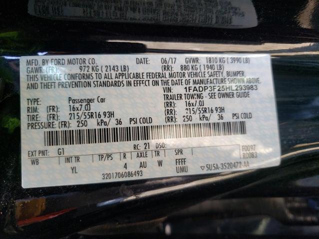 Photo 10 from auction – 2017 FORD FOCUS SE with VIN 1FADP3F25HL293983