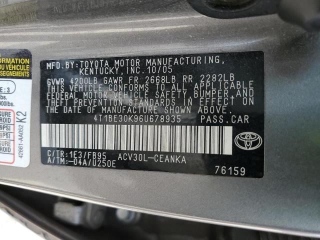 Photo 10 from auction – 2006 TOYOTA CAMRY LE with VIN 4T1BE30K96U678935