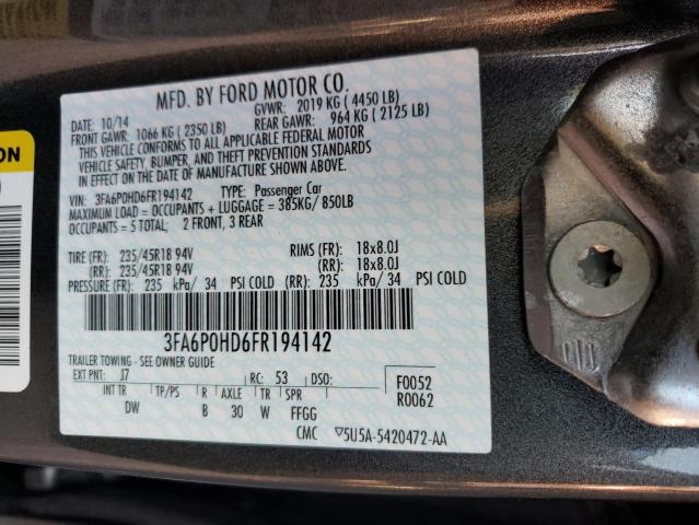 Photo 10 from auction – 2015 FORD FUSION SE with VIN 3FA6P0HD6FR194142
