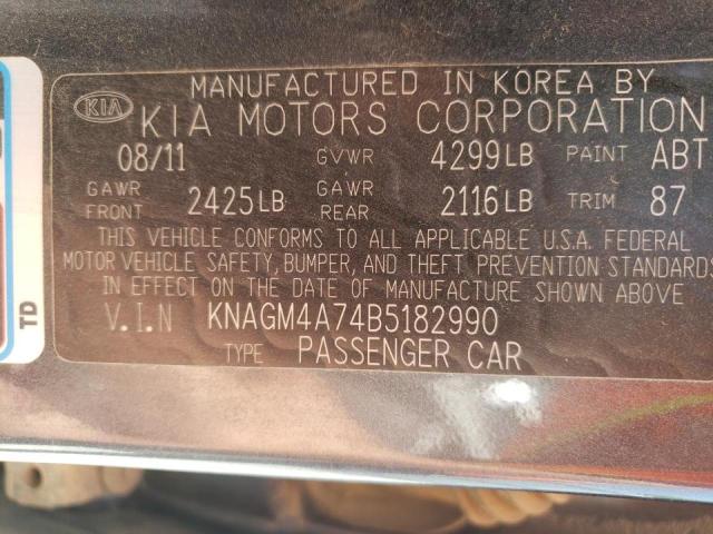 Photo 10 from auction – 2011 KIA OPTIMA LX with VIN KNAGM4A74B5182990