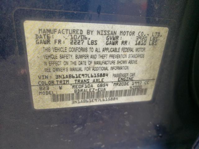 Photo 10 from auction – 2007 NISSAN SENTRA 2.0 with VIN 3N1AB61E97L615884