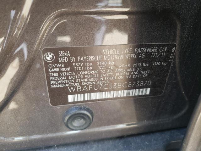 Photo 10 from auction – 2011 BMW 535 XI with VIN WBAFU7C53BC873870