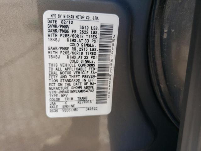 Photo 10 from auction – 2010 INFINITI FX35 with VIN JN8AS1MW2AM854702