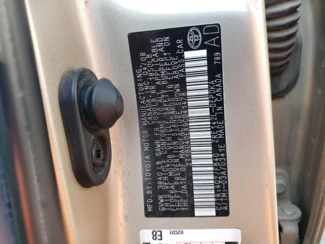Photo 10 from auction – 2009 TOYOTA COROLLA BA with VIN 2T1BU40EX9C041478