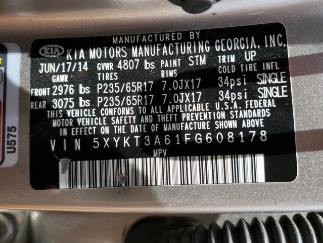 Photo 10 from auction – 2015 KIA SORENTO with VIN 5XYKT3A61FG608178