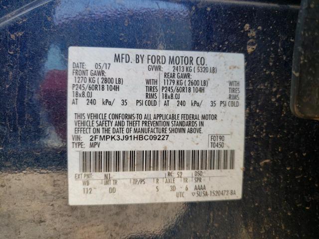 Photo 10 from auction – 2017 FORD EDGE SEL with VIN 2FMPK3J91HBC09227