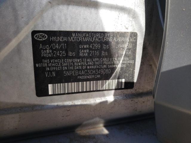 Photo 10 from auction – 2012 HYUNDAI SONATA GLS with VIN 5NPEB4AC3CH349080