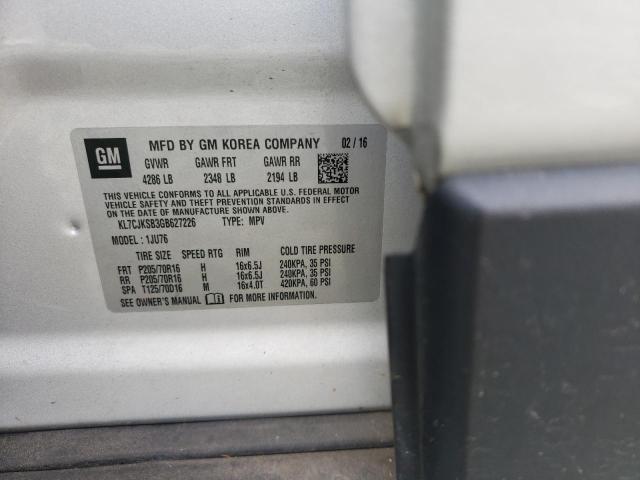 Photo 10 from auction – 2016 CHEVROLET TRAX LS with VIN KL7CJKSB3GB627226