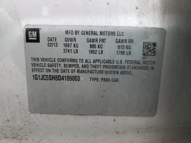 Photo 10 from auction – 2013 CHEVROLET SONIC LT with VIN 1G1JC5SH8D4189063