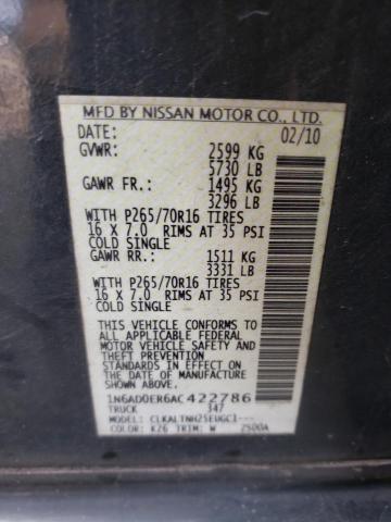Photo 10 from auction – 2010 NISSAN FRONTIER C with VIN 1N6AD0ER6AC422786