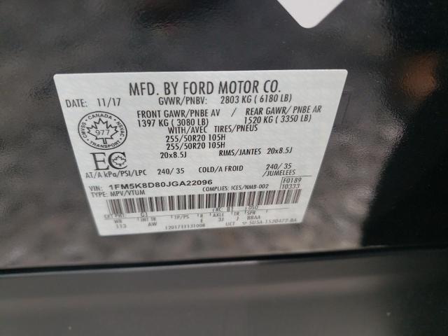 Photo 10 from auction – 2018 FORD EXPLORER X with VIN 1FM5K8D80JGA22096