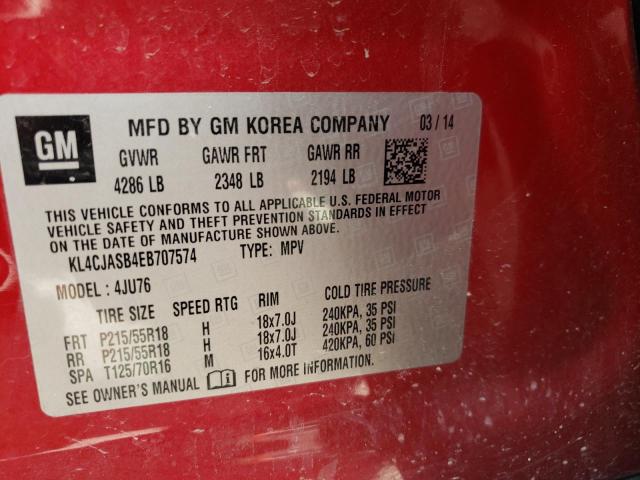 Photo 10 from auction – 2014 BUICK ENCORE with VIN KL4CJASB4EB707574