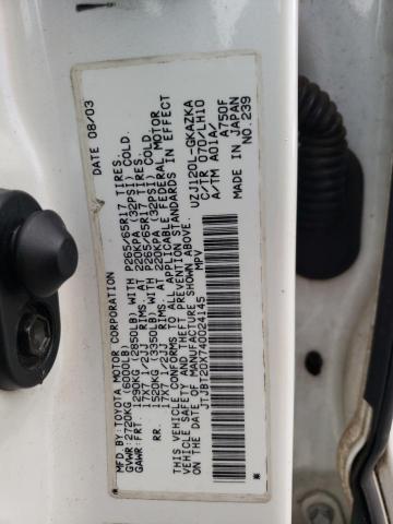 Photo 10 from auction – 2004 LEXUS GX 470 with VIN JTJBT20X740024145