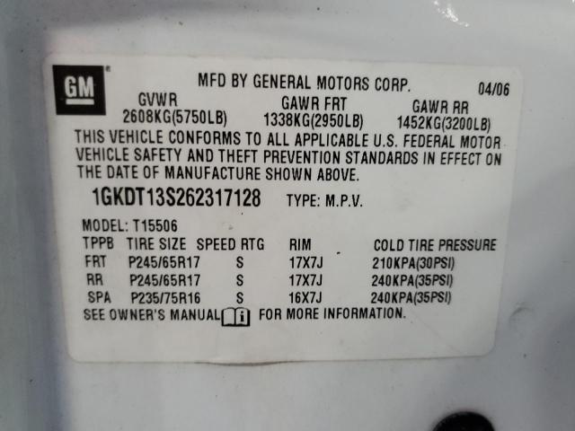 Photo 10 from auction – 2006 GMC ENVOY with VIN 1GKDT13S262317128