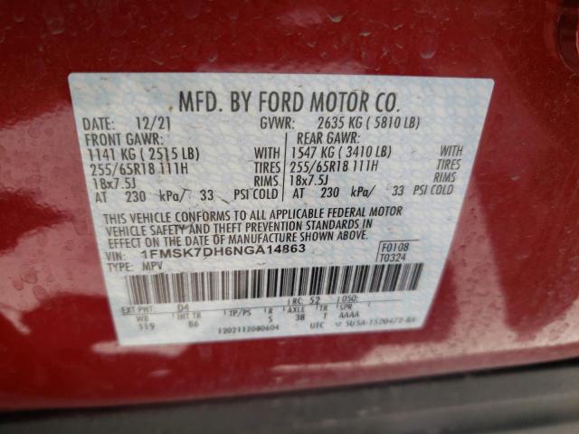 Photo 10 from auction – 2022 FORD EXPLORER X with VIN 1FMSK7DH6NGA14863