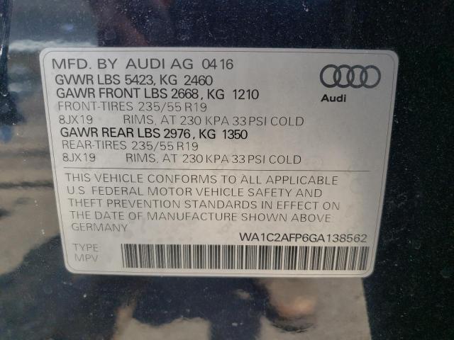 Photo 10 from auction – 2016 AUDI Q5 PREMIUM with VIN WA1C2AFP6GA138562