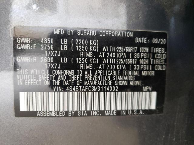 Zdjęcie 10 z aukcji – 2021 SUBARU OUTBACK PR z VIN 4S4BTAFC3M3114002