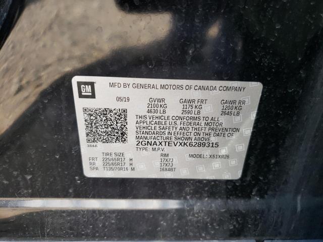Photo 10 from auction – 2019 CHEVROLET EQUINOX LT with VIN 2GNAXTEVXK6289315