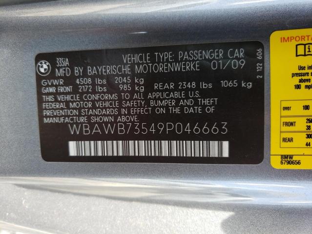 Photo 10 from auction – 2009 BMW 335 I with VIN WBAWB73549P046663