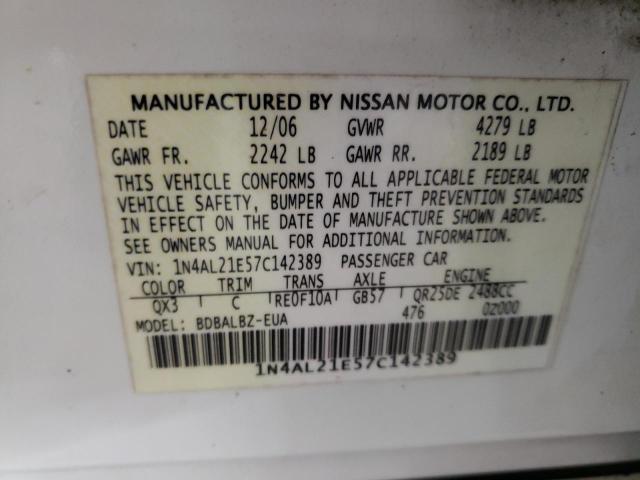 Photo 10 from auction – 2007 NISSAN ALTIMA 2.5 with VIN 1N4AL21E57C142389