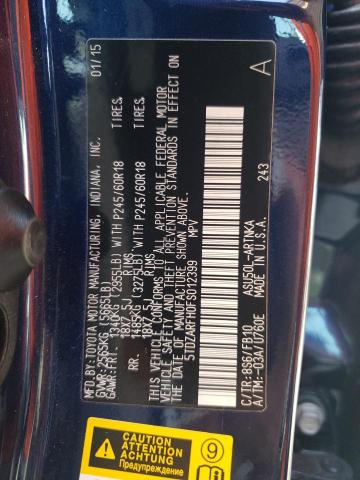Photo 10 from auction – 2015 TOYOTA HIGHLANDER with VIN 5TDZARFH0FS012399