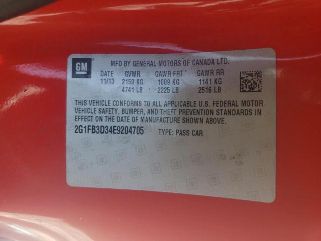 Photo 10 from auction – 2014 CHEVROLET CAMARO LT with VIN 2G1FB3D34E9204705