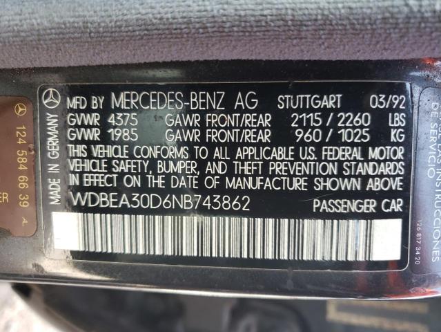 Photo 10 from auction – 1992 MERCEDES-BENZ 300 E with VIN WDBEA30D6NB743862