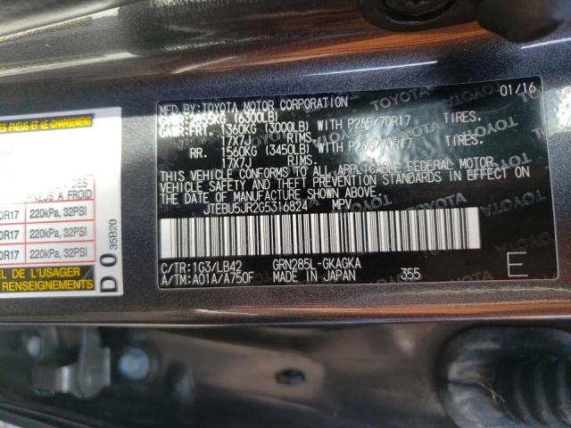 Photo 10 from auction – 2016 TOYOTA 4RUNNER SR with VIN JTEBU5JR2G5316824