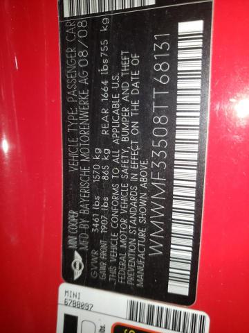 Photo 10 from auction – 2008 MINI COOPER with VIN WMWMF33508TT68131