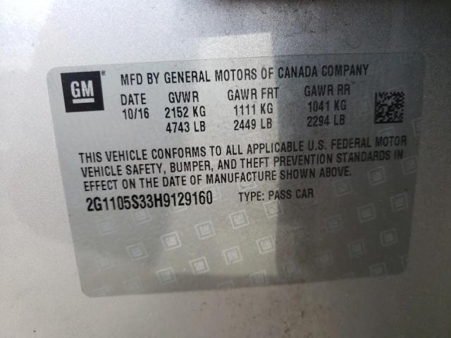 Photo 10 from auction – 2017 CHEVROLET IMPALA LT with VIN 2G1105S33H9129160