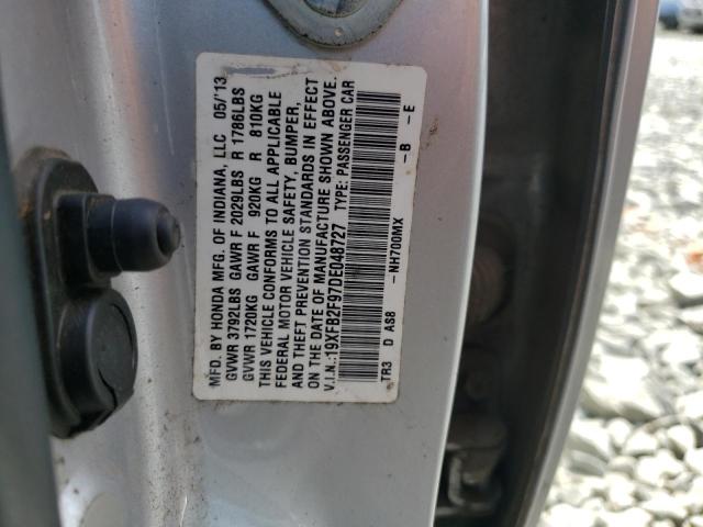 Photo 10 from auction – 2013 HONDA CIVIC EXL with VIN 19XFB2F97DE048727