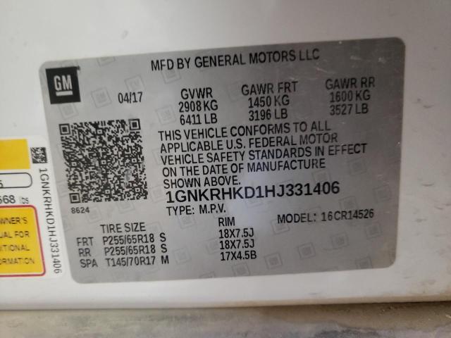 Photo 10 from auction – 2017 CHEVROLET TRAVERSE L with VIN 1GNKRHKD1HJ331406