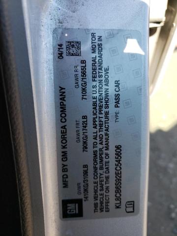 Photo 10 from auction – 2014 CHEVROLET SPARK with VIN KL8CB6S92EC545606