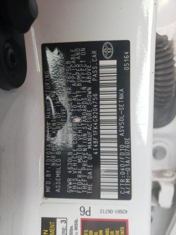 Photo 10 from auction – 2012 TOYOTA CAMRY BASE with VIN 4T4BF1FK4CR204756
