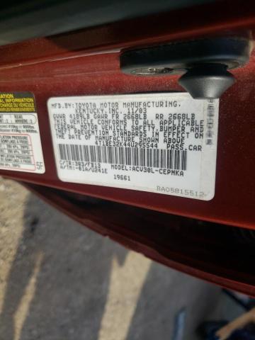 Photo 10 from auction – 2004 TOYOTA CAMRY LE with VIN 4T1BE32K44U295544
