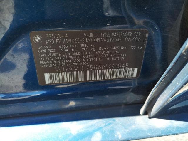 Photo 10 from auction – 2006 BMW 325 I AUTO with VIN WBAVB17586NK41045