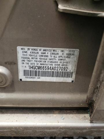 Photo 10 from auction – 2004 HONDA ACCORD EX with VIN 1HGCM66594A027092
