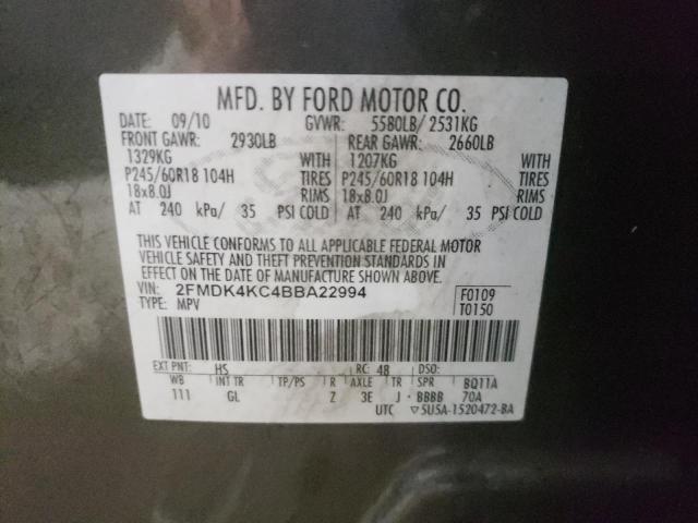 Photo 10 from auction – 2011 FORD EDGE LIMIT with VIN 2FMDK4KC4BBA22994