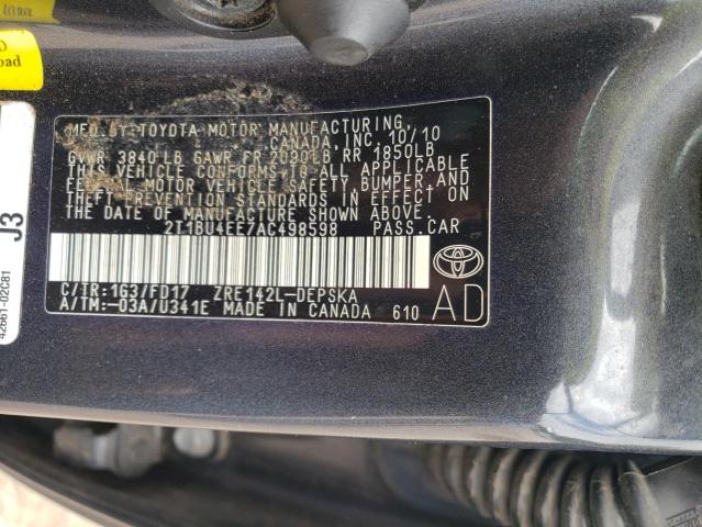 Photo 10 from auction – 2010 TOYOTA COROLLA BA with VIN 2T1BU4EE7AC498598