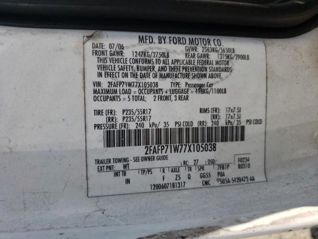 Photo 10 from auction – 2007 FORD CROWN VICT with VIN 2FAFP71W77X105038