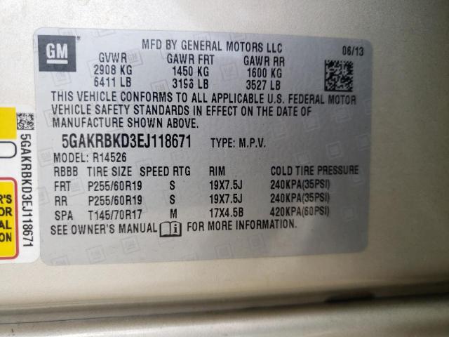 Photo 10 from auction – 2014 BUICK ENCLAVE with VIN 5GAKRBKD3EJ118671