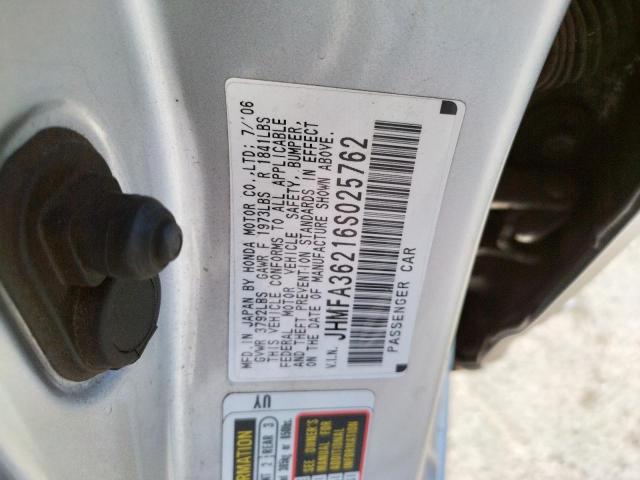 Photo 10 from auction – 2006 HONDA CIVIC HYBR with VIN JHMFA36216S025762